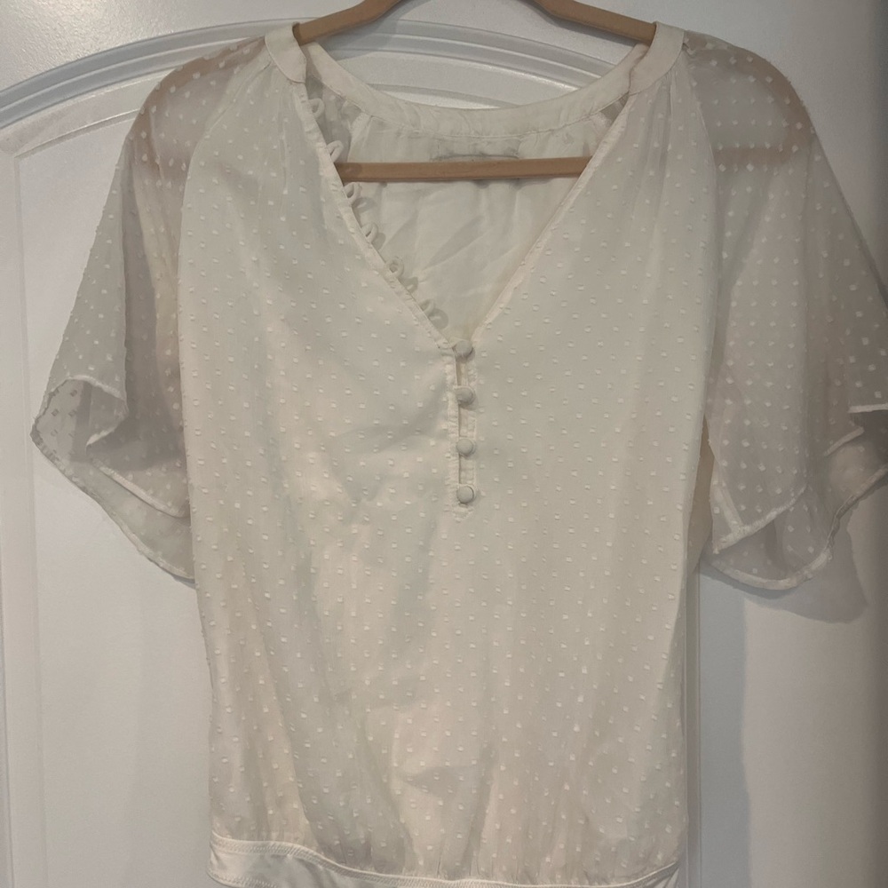 Abercrombie & Fitch Cream Blouse with Button Detail